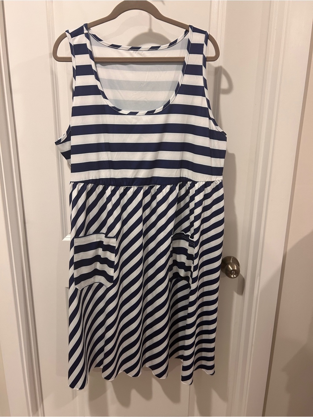 Navy & White Striped Sleeveless Women’s Dress